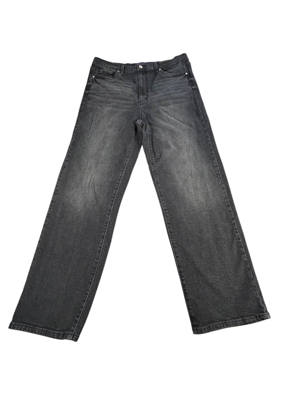 Gloria Vanderbilt Women's Black Jeans Size 14 Straight Leg Denim Distressed Fade